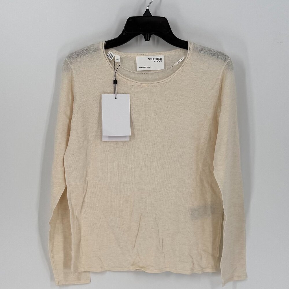 Women's Selected Femme Slflydia Ls Knit O-Neck B Noos Sweater L